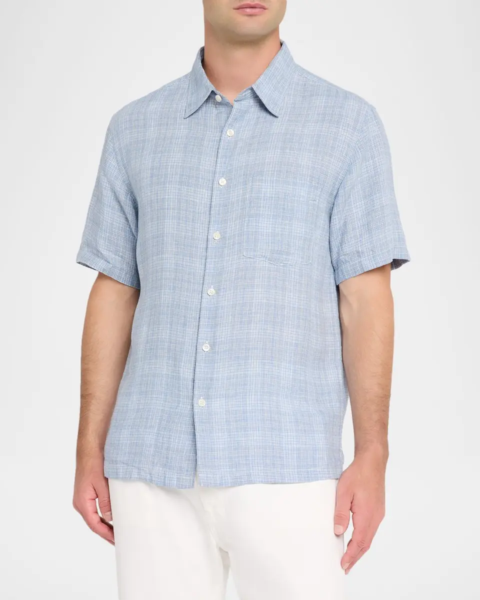 Theory Men's Irving Plaid Linen Shirt | Thumbnail 4 Theory Men's Irving Plaid Linen Shirt | Thumbnail 4