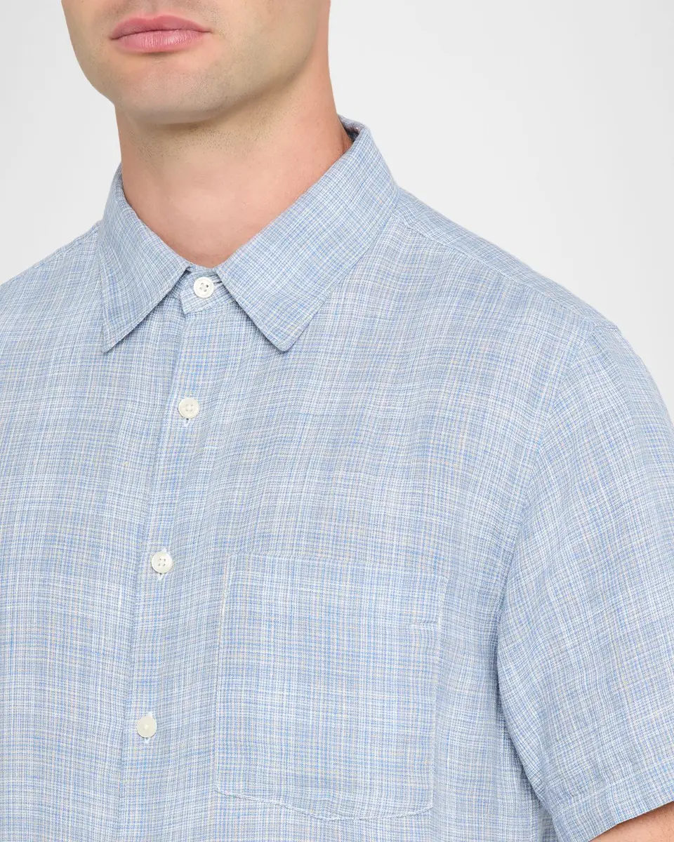Theory Men's Irving Plaid Linen Shirt | Thumbnail 5 Theory Men's Irving Plaid Linen Shirt | Thumbnail 5