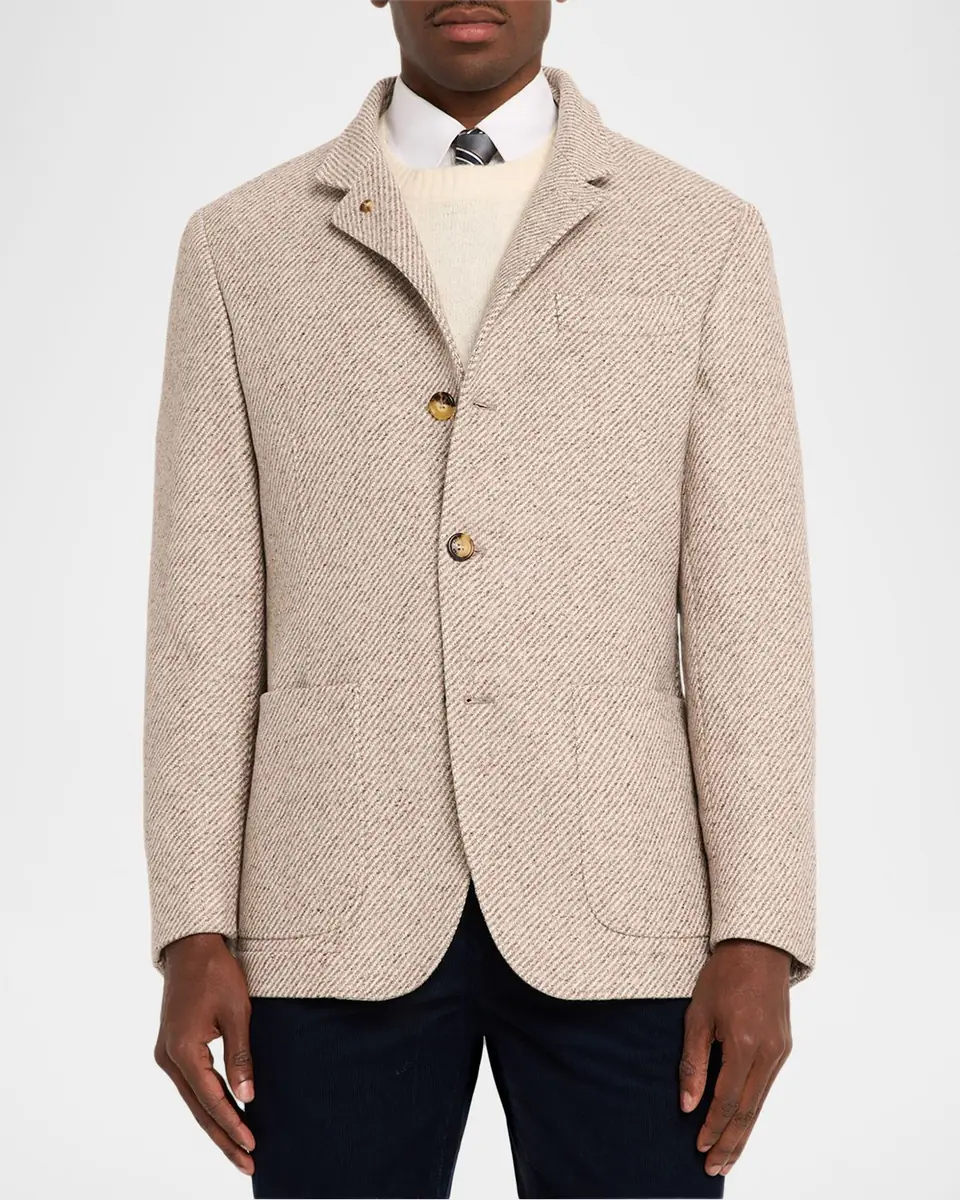 Brunello Cucinelli Men's Cashmere and Silk Diagonal Stripe Sport Coat | Thumbnail 3 Brunello Cucinelli Men's Cashmere and Silk Diagonal Stripe Sport Coat | Thumbnail 3