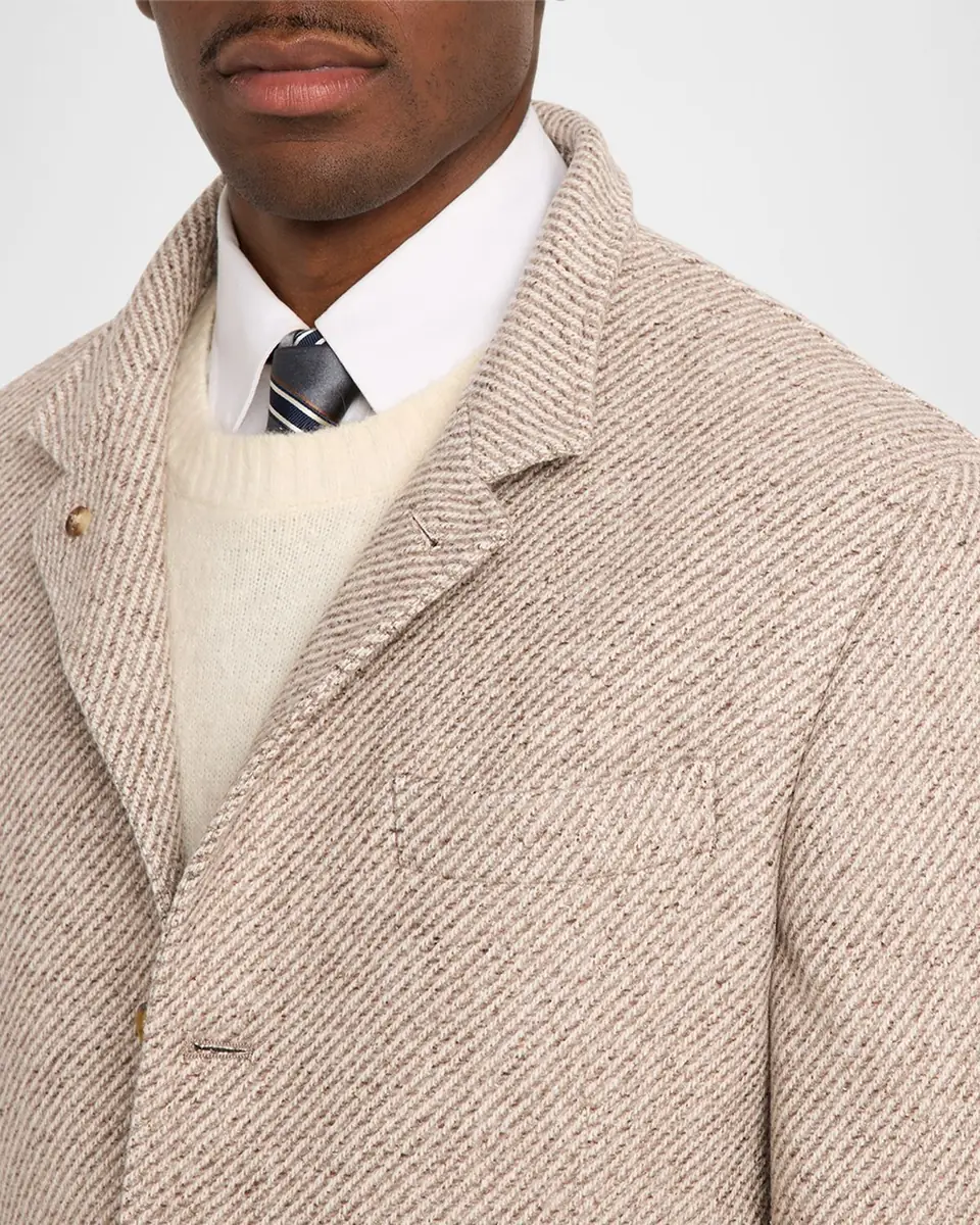 Brunello Cucinelli Men's Cashmere and Silk Diagonal Stripe Sport Coat | Thumbnail 4 Brunello Cucinelli Men's Cashmere and Silk Diagonal Stripe Sport Coat | Thumbnail 4