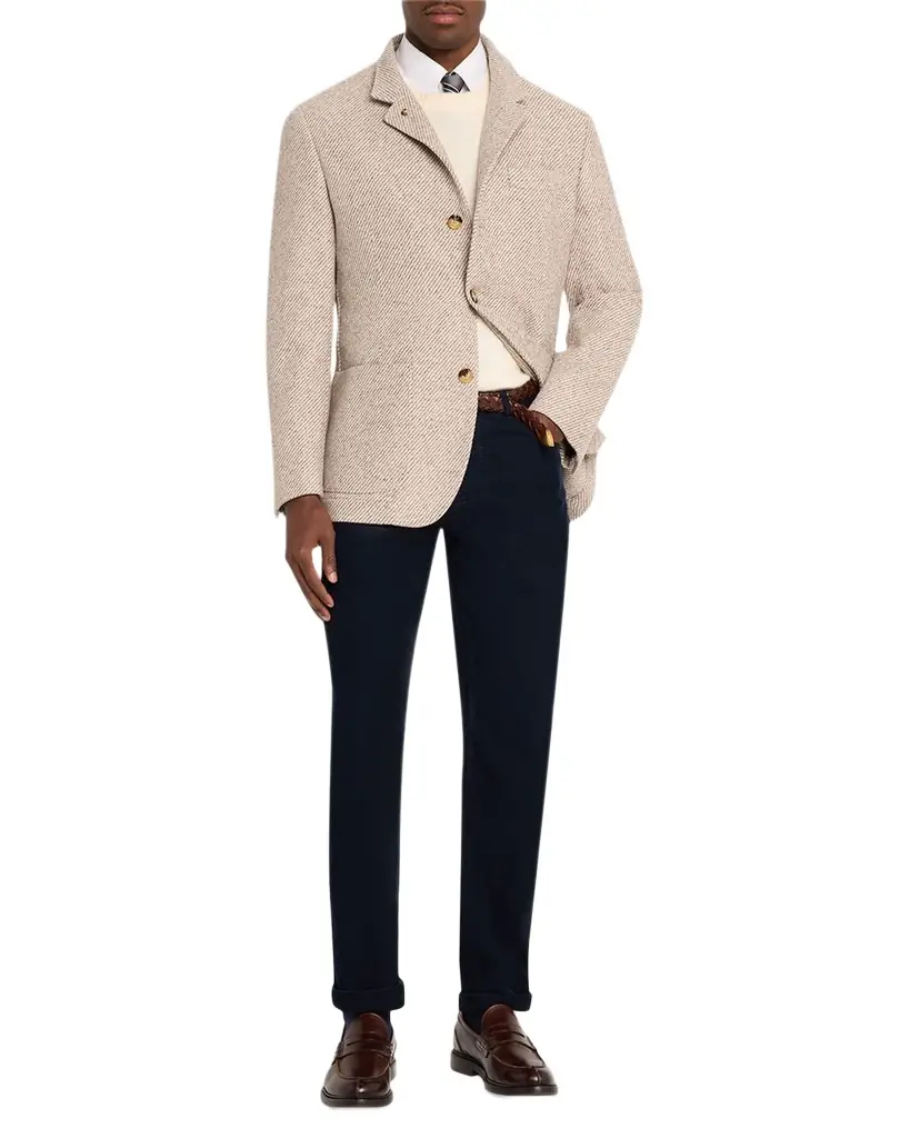 Brunello Cucinelli Men's Cashmere and Silk Diagonal Stripe Sport Coat