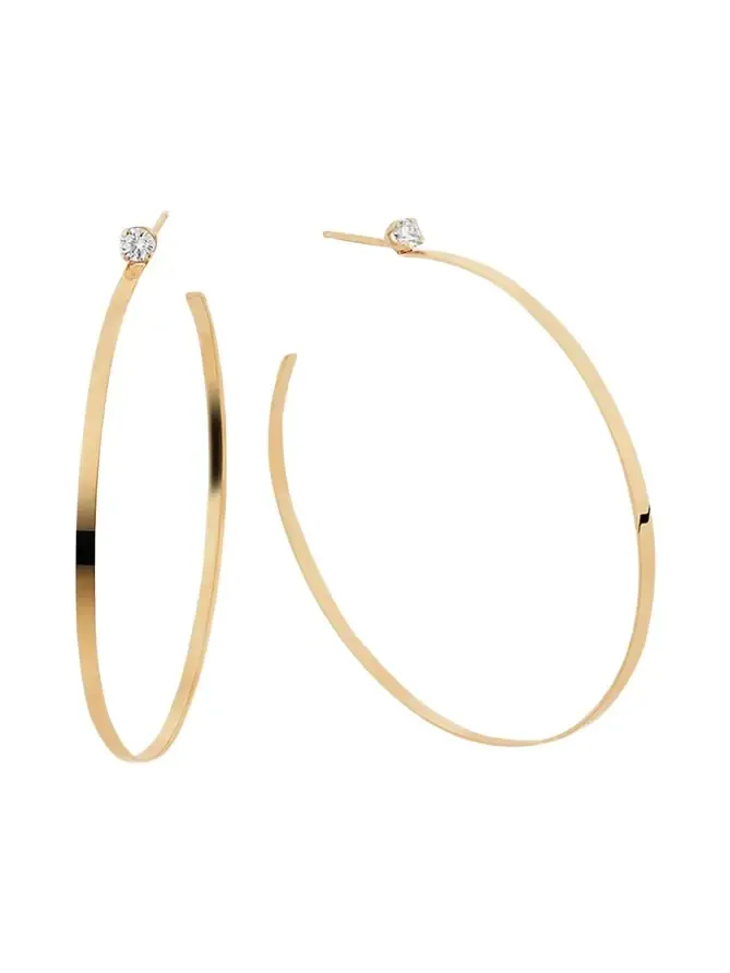 Sunrise 14k Gold & Diamond Hoop Earrings Sunrise 14k Gold & Diamond Hoop Earrings