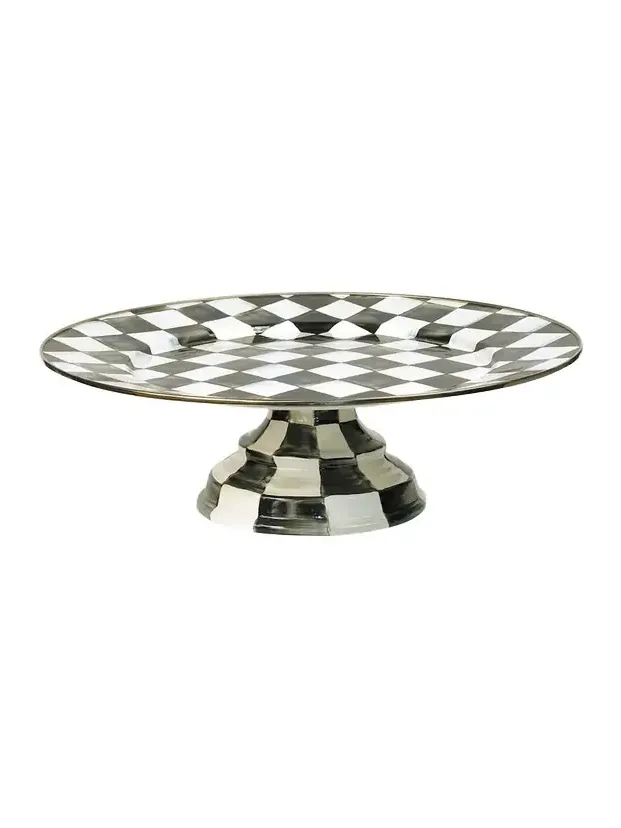 MacKenzie-Childs Courtly Check Enamel Pedestal Platter, Large