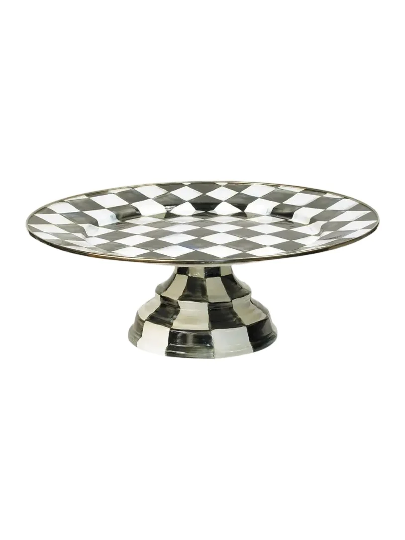 MacKenzie-Childs Courtly Check Enamel Pedestal Platter, Large