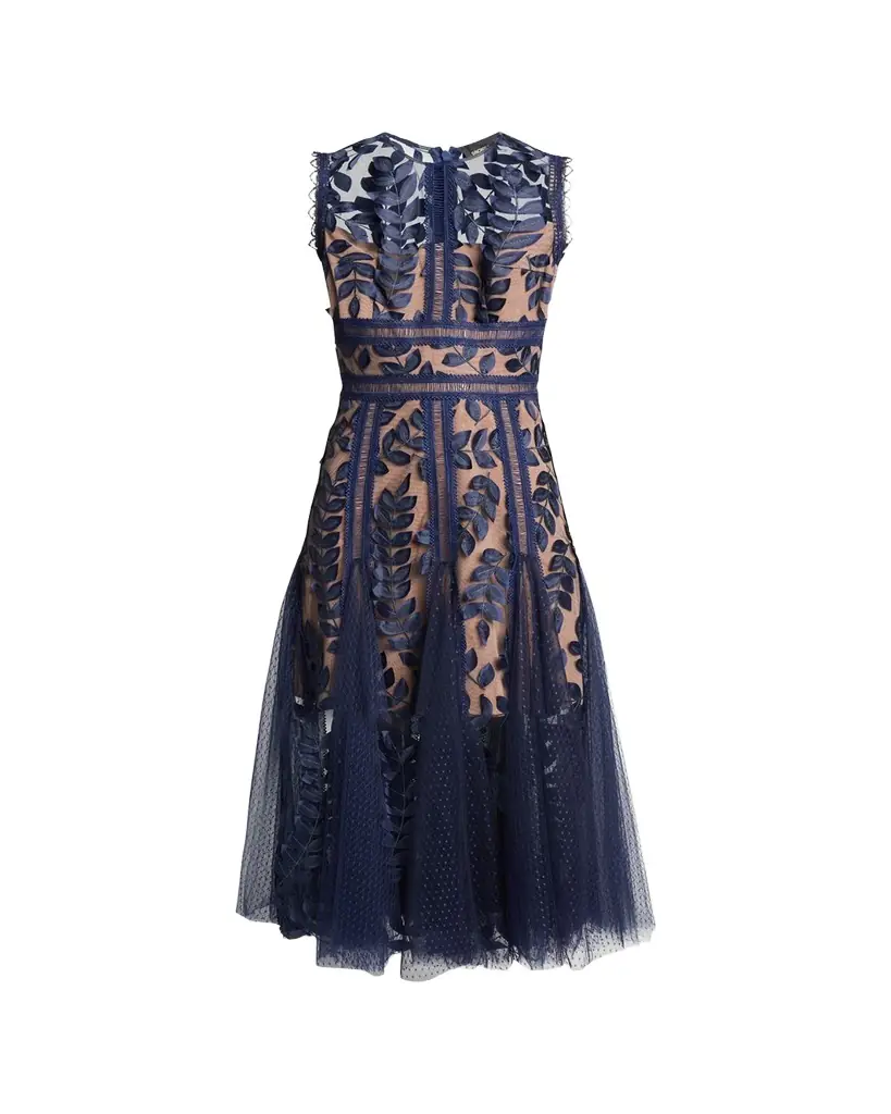 Bronx and Banco Saba Leaf-Appliqué Lace Midi Dress | Image 1 Bronx and Banco Saba Leaf-Appliqué Lace Midi Dress | Image 1
