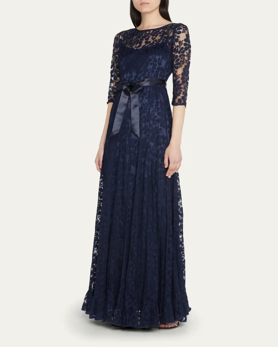 Rickie Freeman for Teri Jon 3/4-Sleeve Lace Overlay Gown | Thumbnail 2 Rickie Freeman for Teri Jon 3/4-Sleeve Lace Overlay Gown | Thumbnail 2