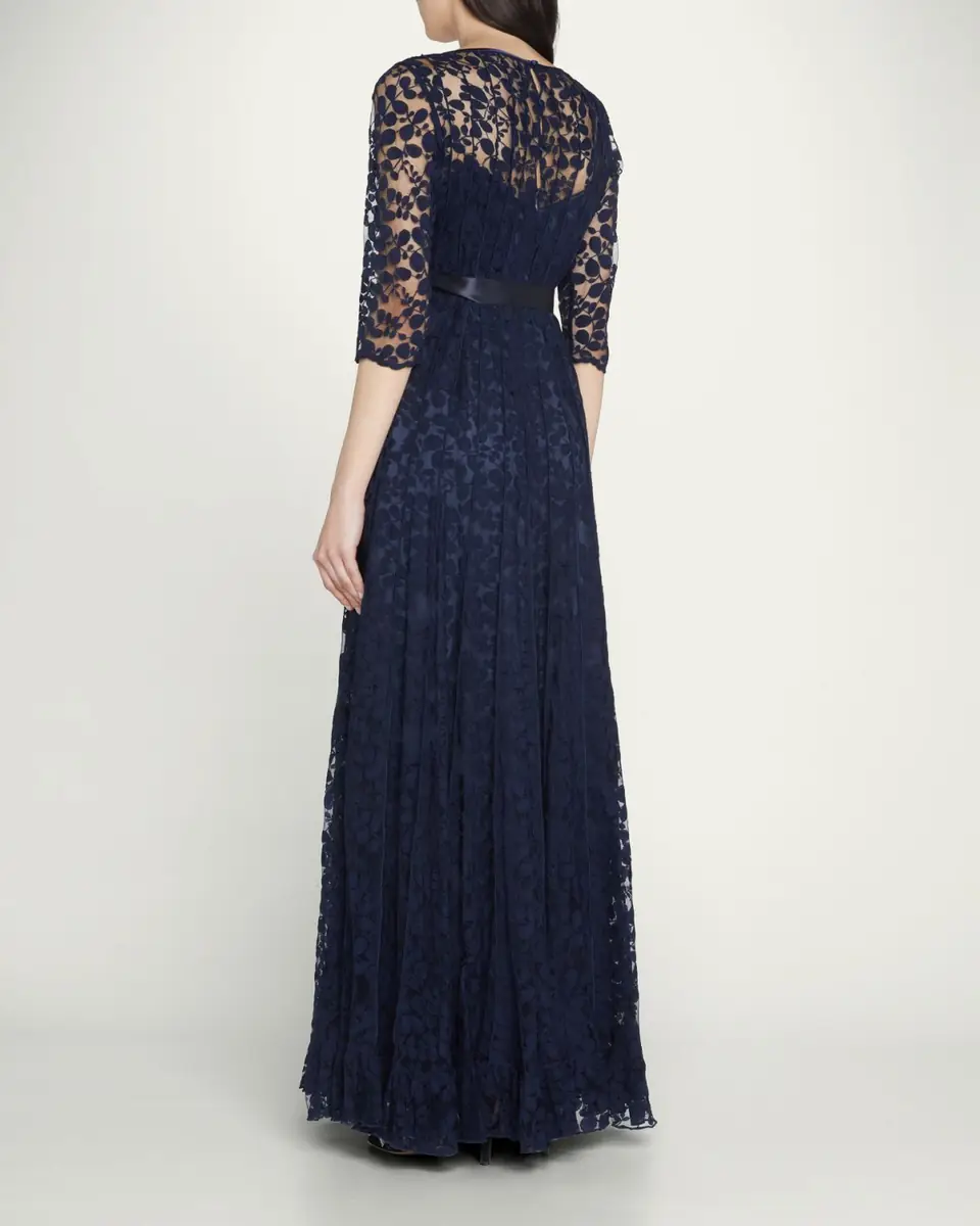 Rickie Freeman for Teri Jon 3/4-Sleeve Lace Overlay Gown | Thumbnail 3 Rickie Freeman for Teri Jon 3/4-Sleeve Lace Overlay Gown | Thumbnail 3