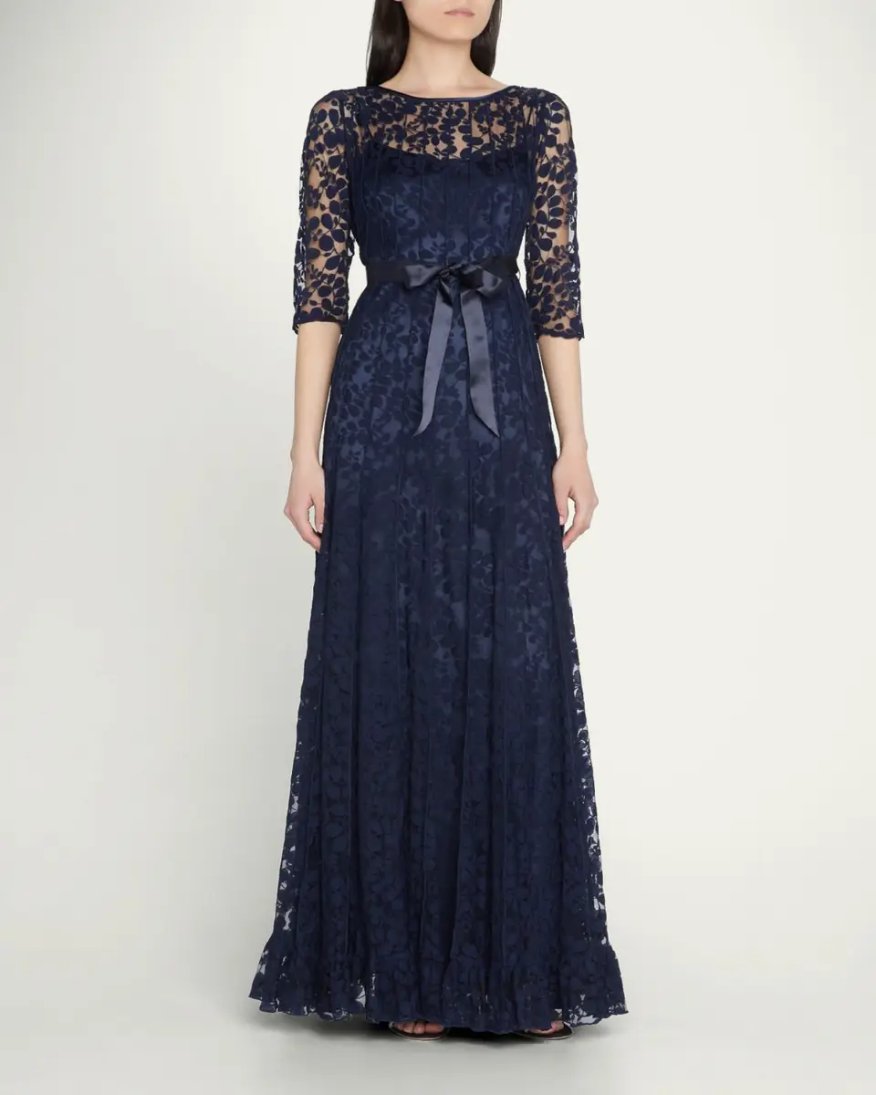 Rickie Freeman for Teri Jon 3/4-Sleeve Lace Overlay Gown | Thumbnail 4 Rickie Freeman for Teri Jon 3/4-Sleeve Lace Overlay Gown | Thumbnail 4