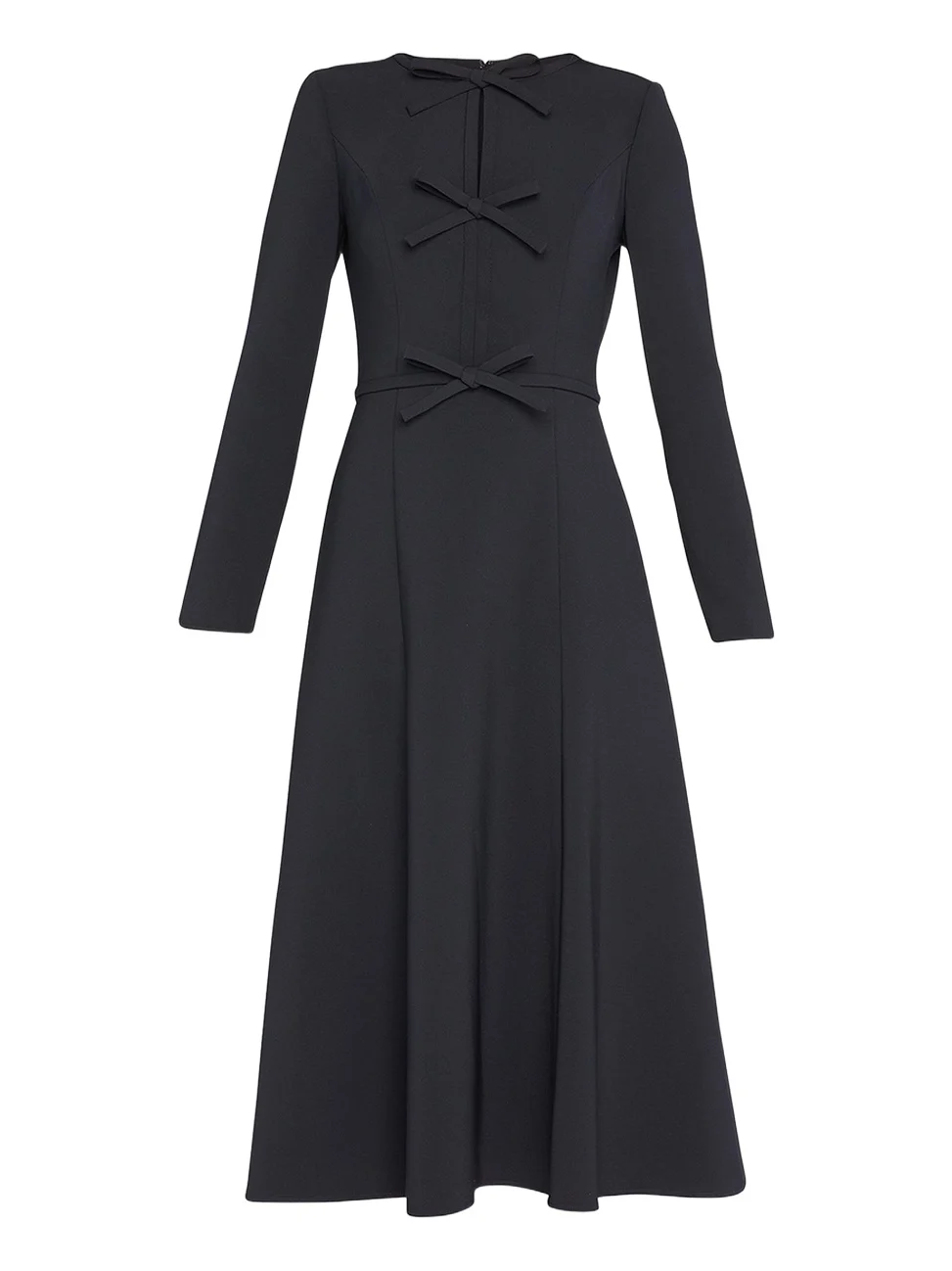 Triple Bow Keyhole-Front Midi Dress Triple Bow Keyhole-Front Midi Dress