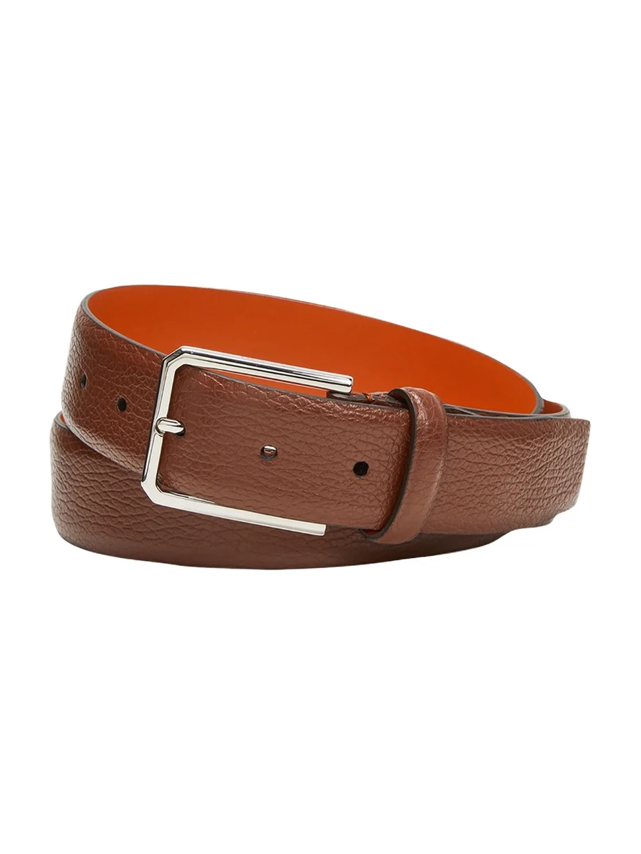 Santoni Men's Grained Leather Belt