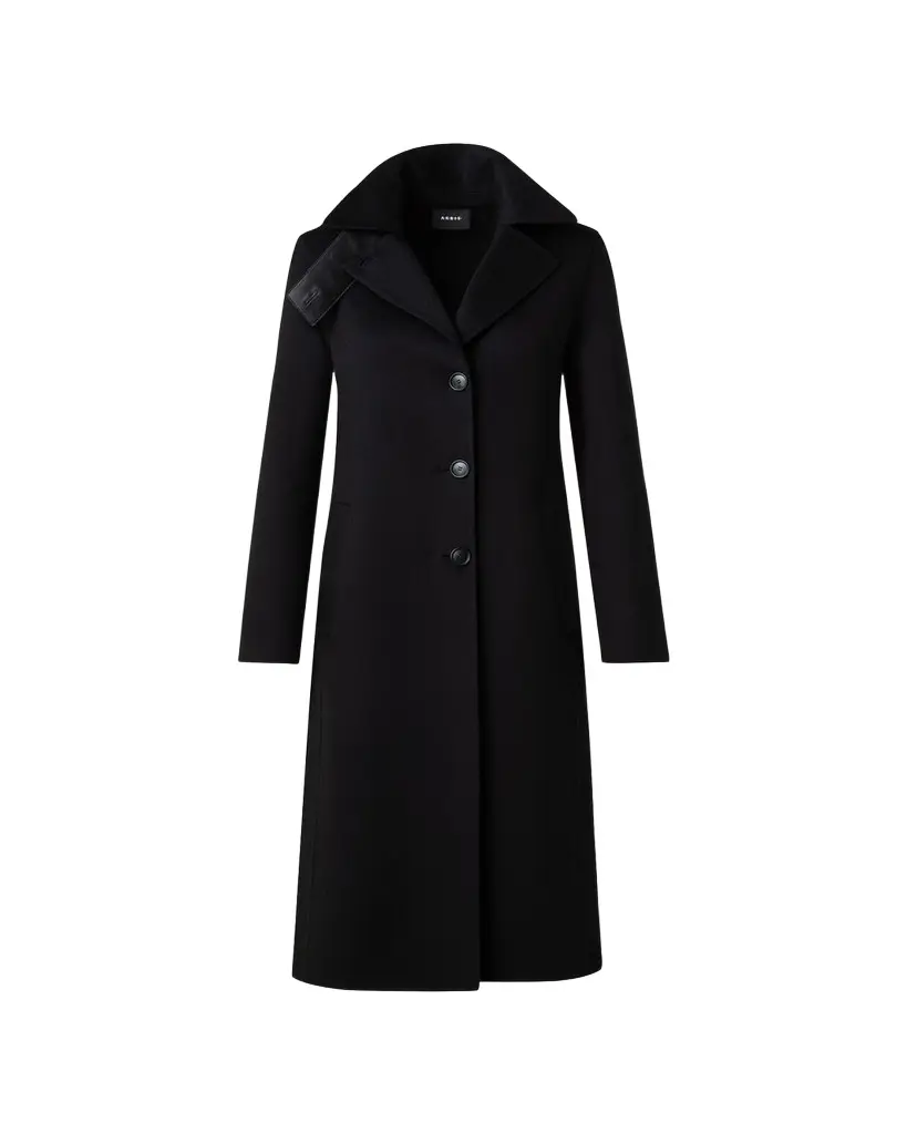 Akris Leather Collar Cashmere Coat | Image 1 Akris Leather Collar Cashmere Coat | Image 1