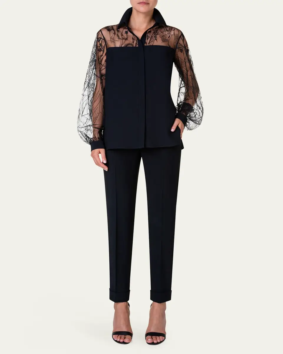Akris Chris Pleated Straight-Leg Pants | Thumbnail 2 Akris Chris Pleated Straight-Leg Pants | Thumbnail 2
