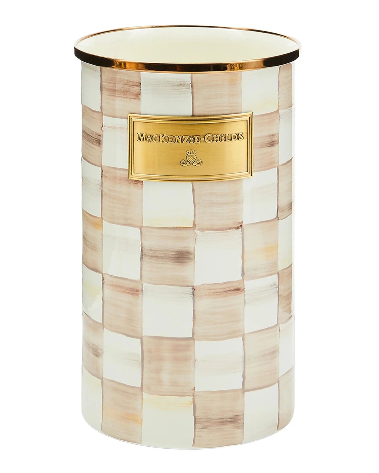 MacKenzie-Childs Mocha Check Utensil Holder