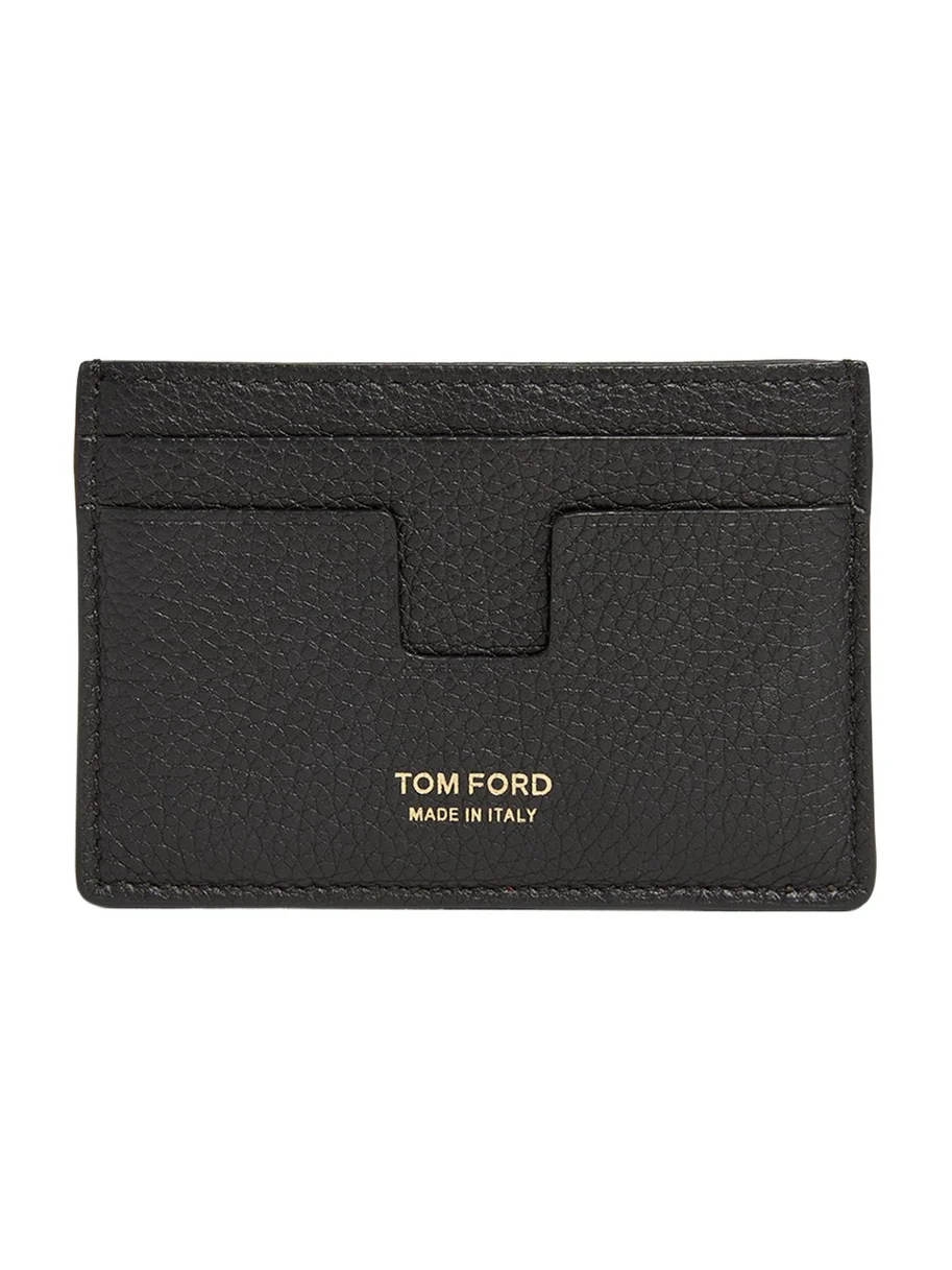 Men's T-Line Grained Leather Card Holder