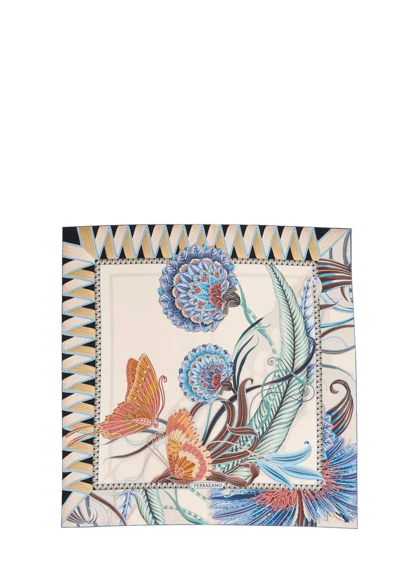 Ferragamo Floral-Print Silk Square Scarf | Thumbnail 3 Ferragamo Floral-Print Silk Square Scarf | Thumbnail 3