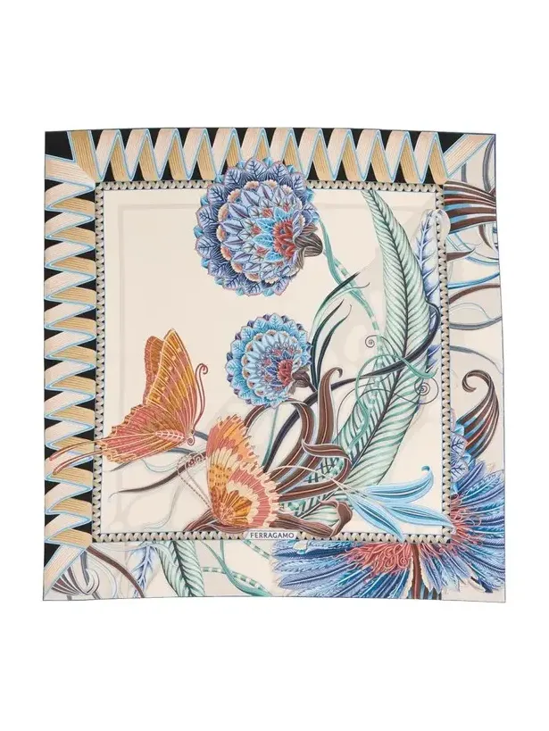 Floral-Print Silk Square Scarf