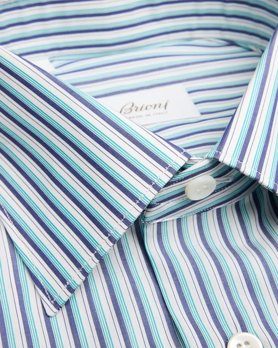 Brioni Men's Cotton Multi-Stripe Dress Shirt | Thumbnail 2 Brioni Men's Cotton Multi-Stripe Dress Shirt | Thumbnail 2