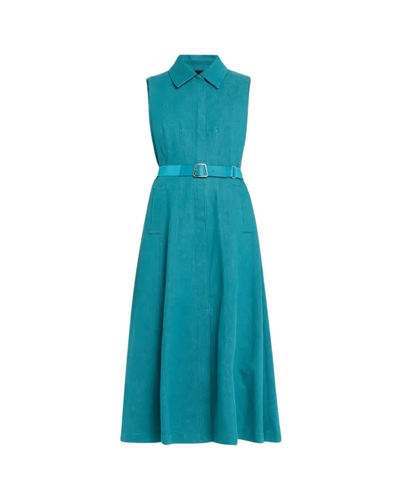 Akris Sleeveless Belted Denim Midi Shirtdress | Image 1 Akris Sleeveless Belted Denim Midi Shirtdress | Image 1