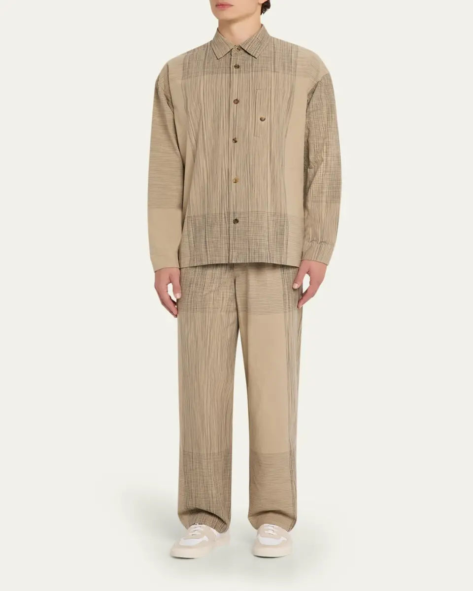 IM MEN Men's Kasuri Cotton Maxi-Check Pants | Thumbnail 2