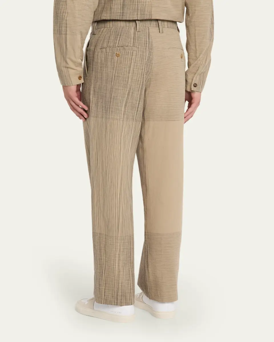 IM MEN Men's Kasuri Cotton Maxi-Check Pants | Thumbnail 4