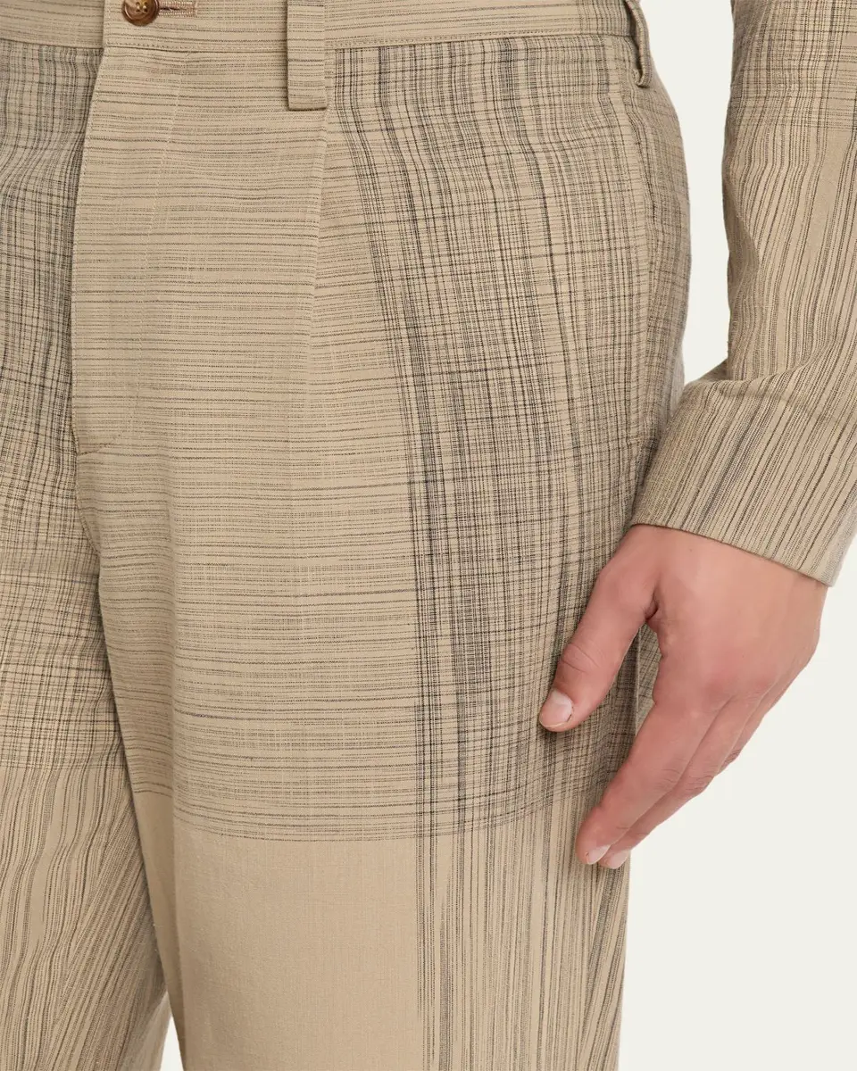 IM MEN Men's Kasuri Cotton Maxi-Check Pants | Thumbnail 5
