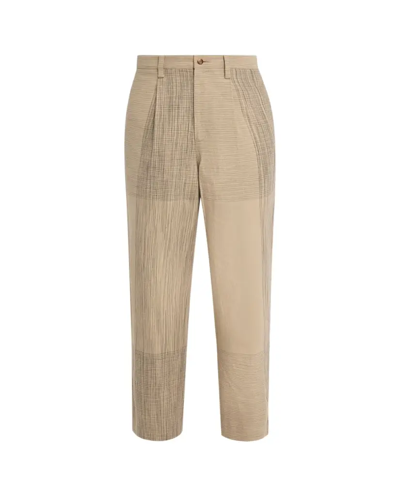IM MEN Men's Kasuri Cotton Maxi-Check Pants | Image 1 IM MEN Men's Kasuri Cotton Maxi-Check Pants | Image 1