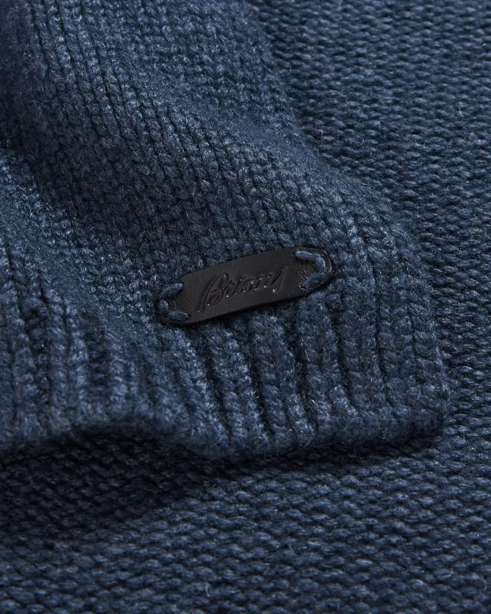 Brioni Men's Cashmere Knit Leather-Label Scarf | Thumbnail 4 Brioni Men's Cashmere Knit Leather-Label Scarf | Thumbnail 4