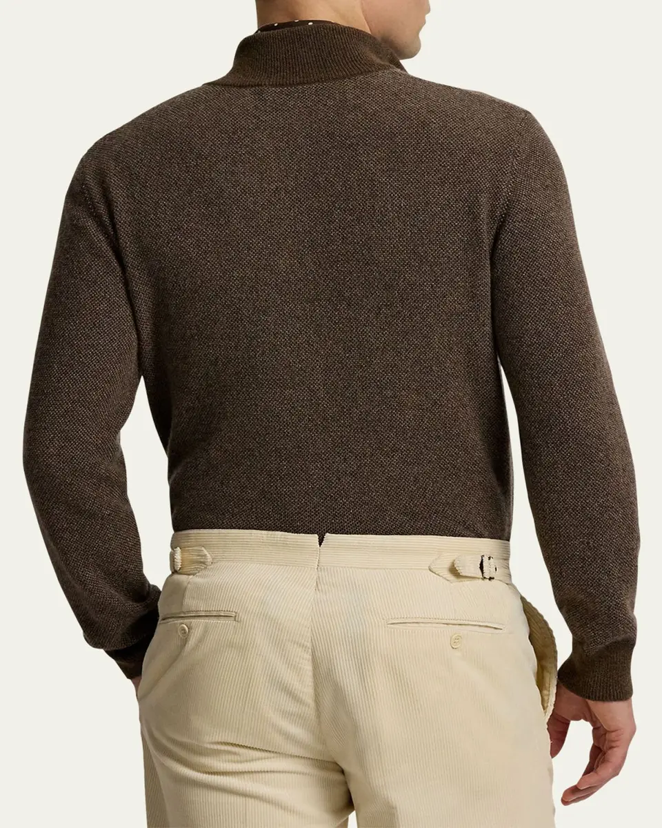 Ralph Lauren Purple Label Men's Birdseye Cashmere Half-Zip Mock Neck Sweater | Thumbnail 3 Ralph Lauren Purple Label Men's Birdseye Cashmere Half-Zip Mock Neck Sweater | Thumbnail 3