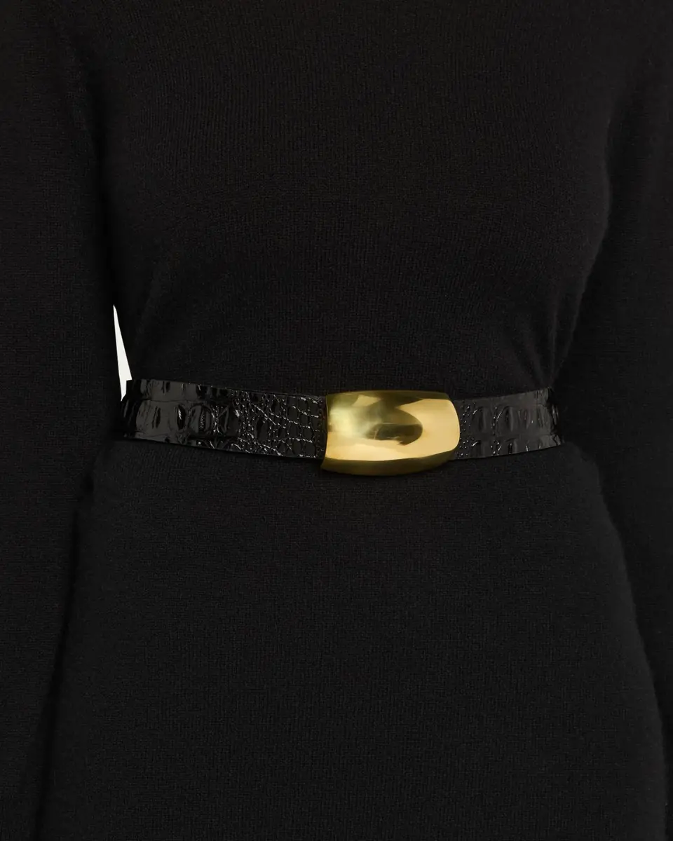 L'Agence Milou Croc-Embossed Leather Belt | Thumbnail 2