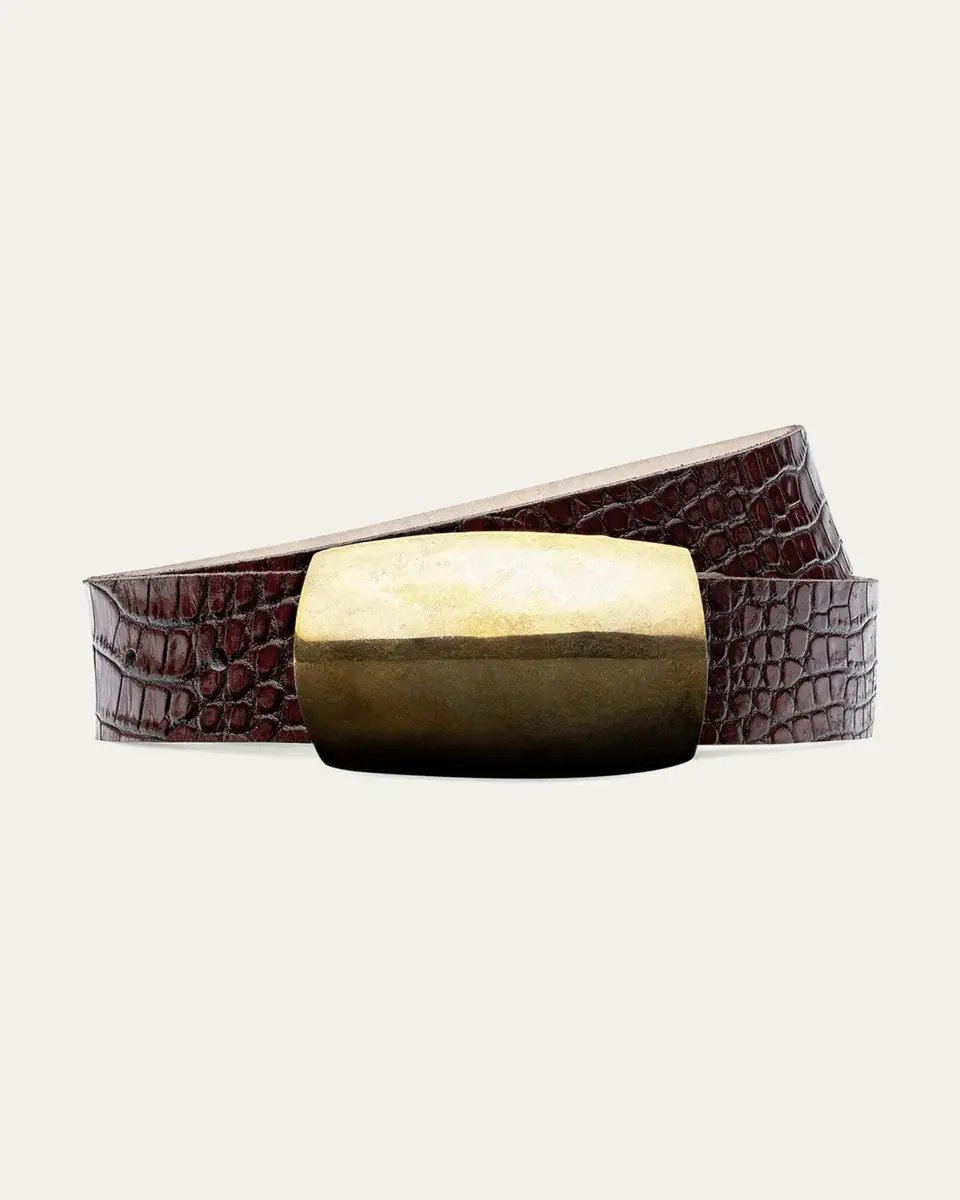 L'Agence Milou Croc-Embossed Leather Belt | Thumbnail 3