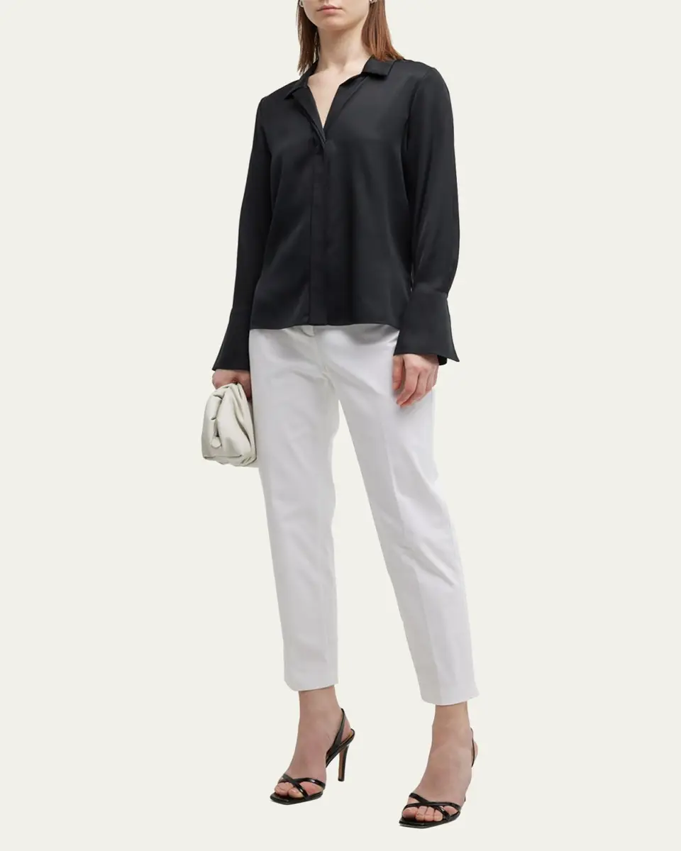 Kobi Halperin Liv Split-Cuff Stretch Silk Blouse | Thumbnail 2