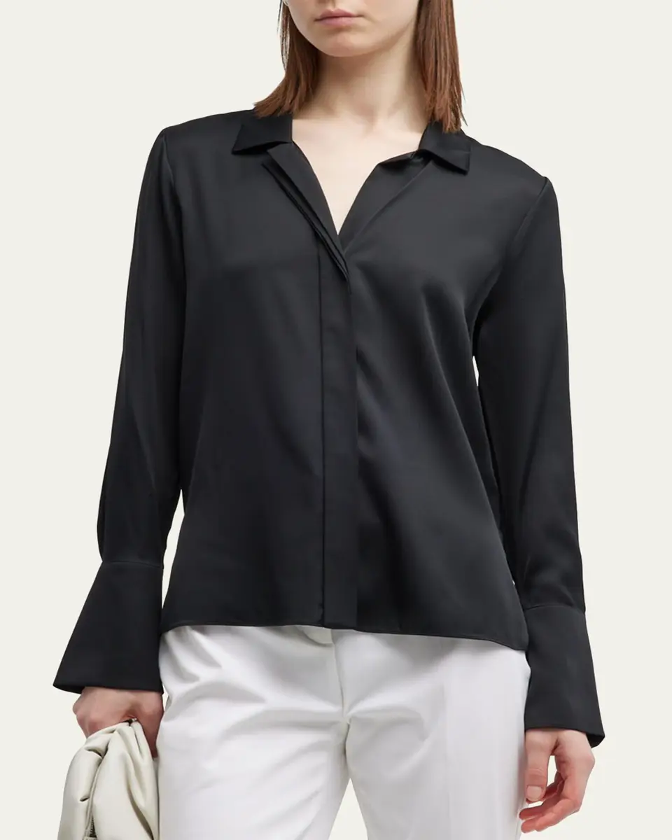Kobi Halperin Liv Split-Cuff Stretch Silk Blouse | Thumbnail 4