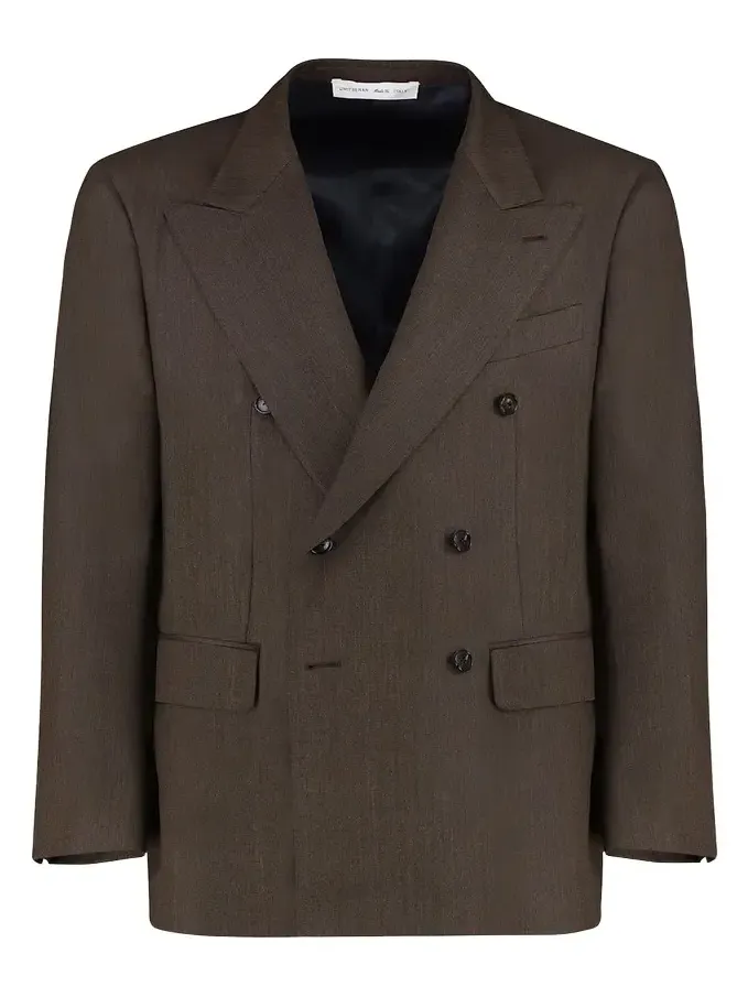 Men's Pietro Melange Wool Double-Breasted Blazer Men's Pietro Melange Wool Double-Breasted Blazer