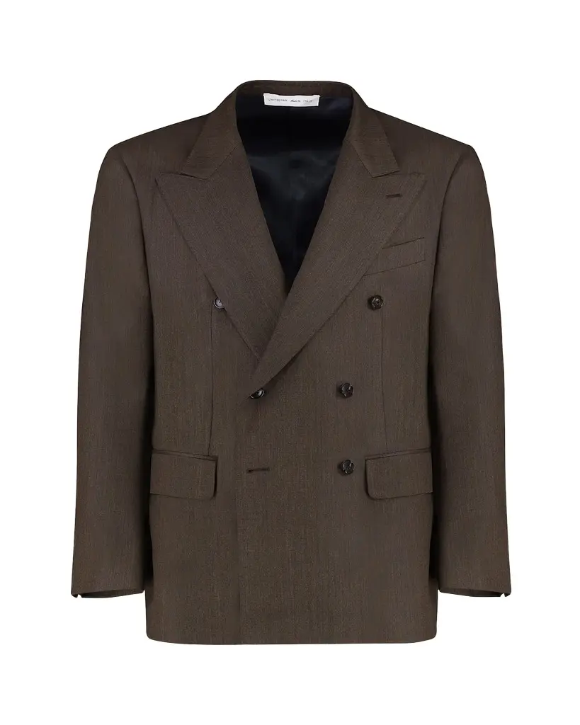 UMIT BENAN Men's Pietro Melange Wool Double-Breasted Blazer | Image 1 UMIT BENAN Men's Pietro Melange Wool Double-Breasted Blazer | Image 1