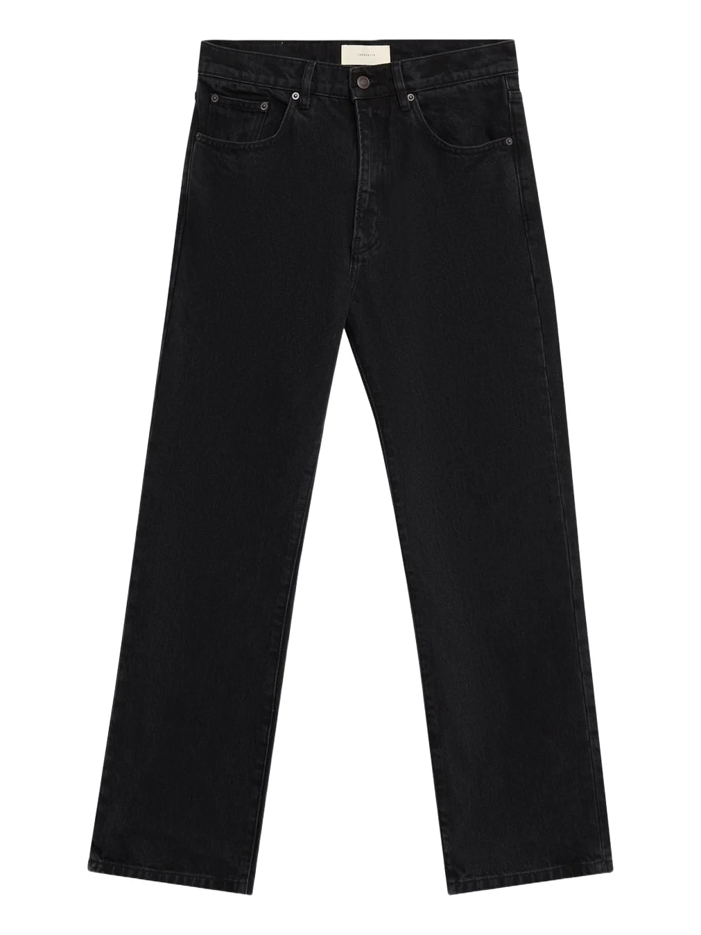 Men's Black Denim Straight-Leg Five-Pocket Pants