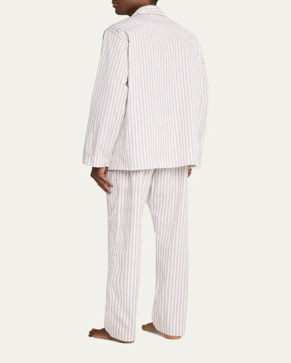 Bergdorf Goodman Men's Cotton Pinstripe Long Pajama Set | Thumbnail 3