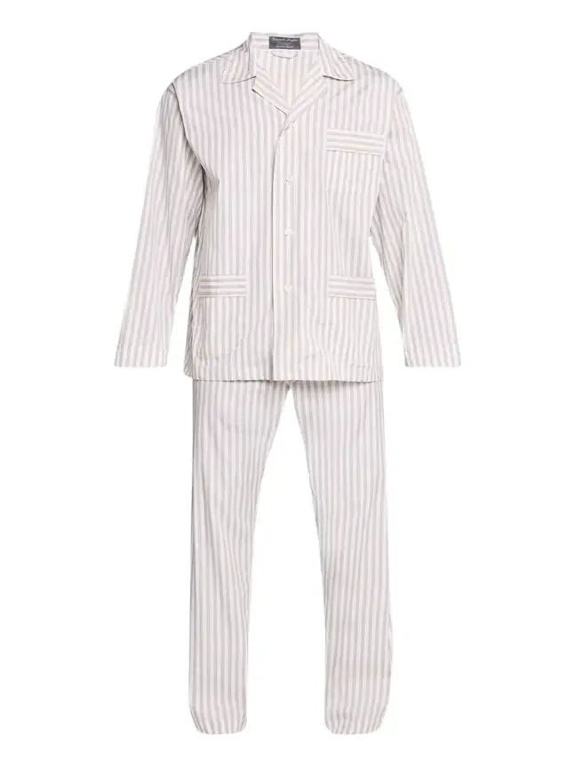 Men's Cotton Pinstripe Long Pajama Set