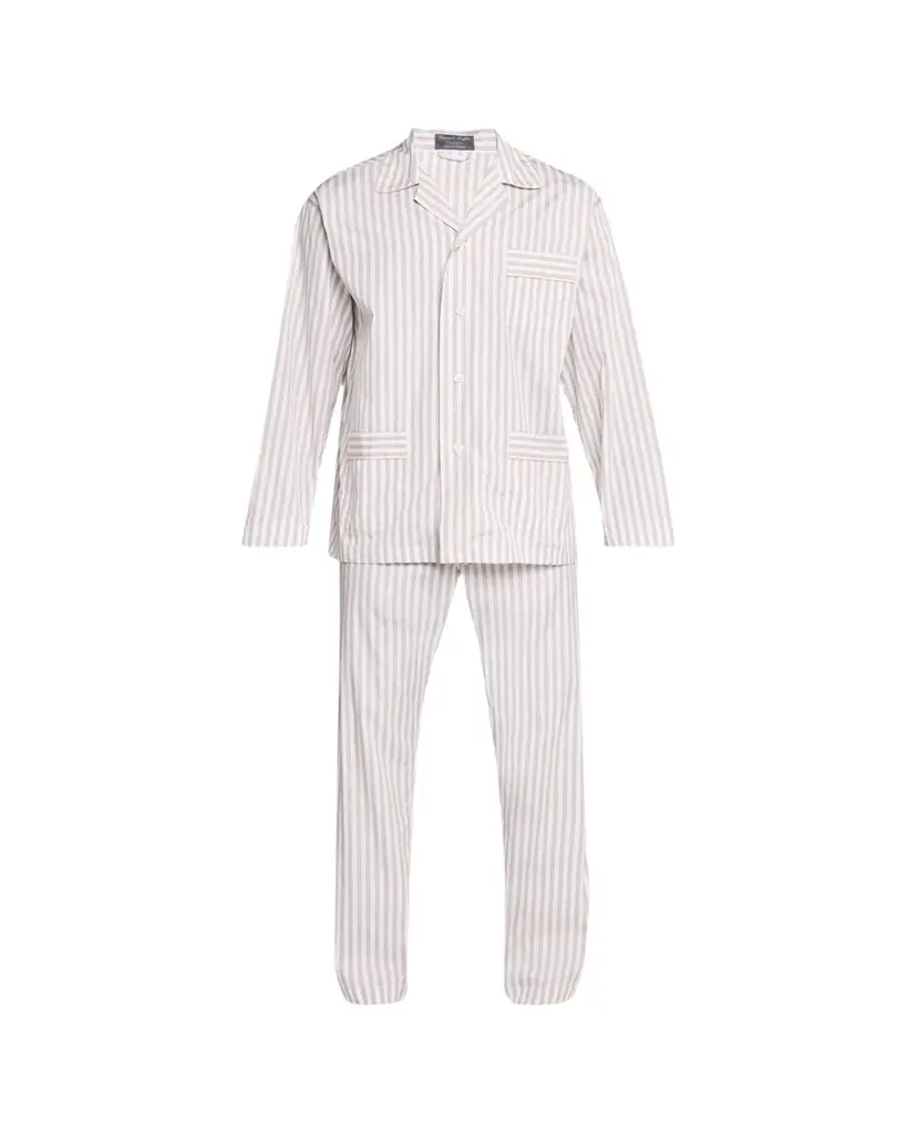 Bergdorf Goodman Men's Cotton Pinstripe Long Pajama Set | Image 1 Bergdorf Goodman Men's Cotton Pinstripe Long Pajama Set | Image 1
