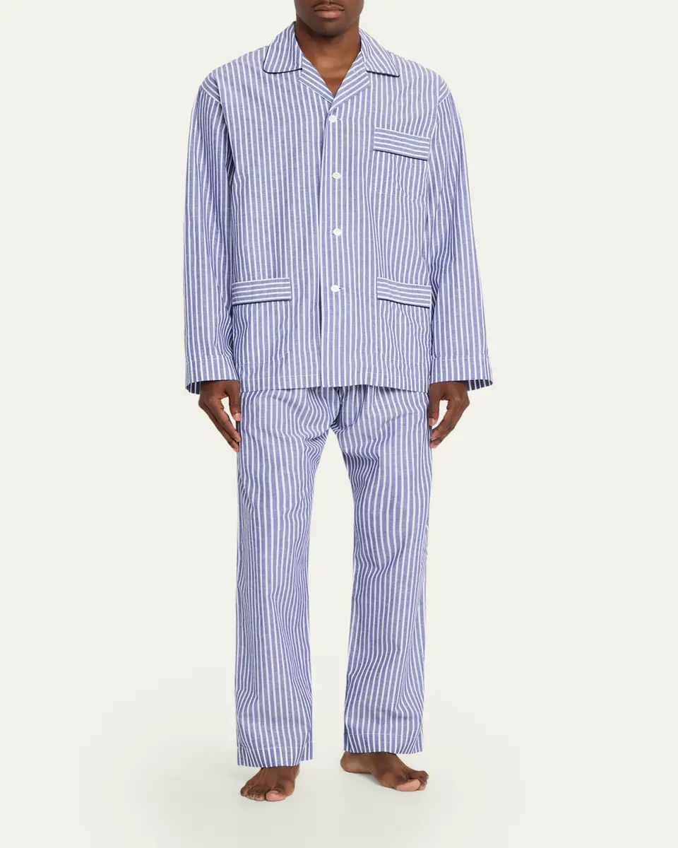 Bergdorf Goodman Men's Striped Cotton Pajama Shirt | Thumbnail 2 Bergdorf Goodman Men's Striped Cotton Pajama Shirt | Thumbnail 2