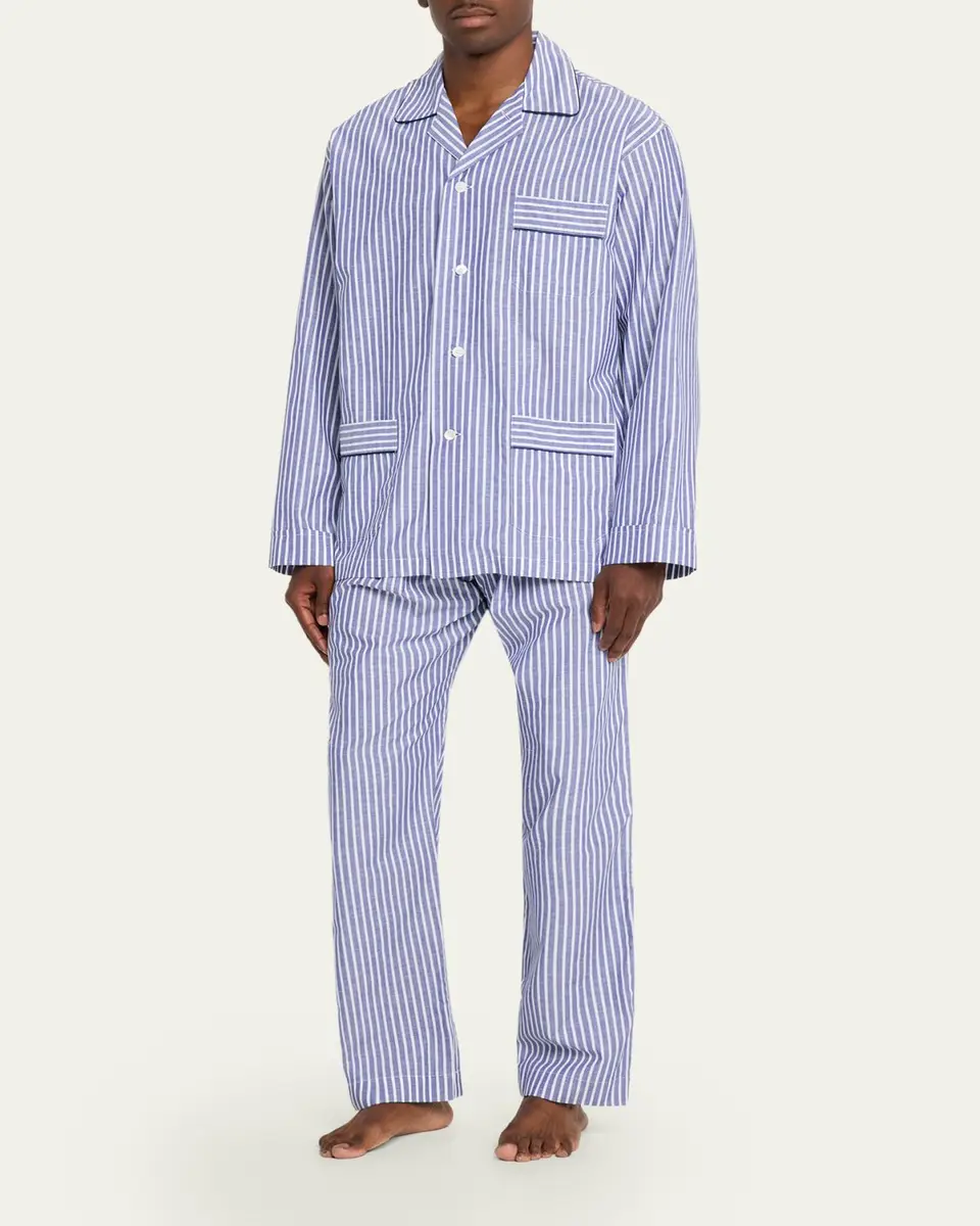 Bergdorf Goodman Men's Striped Cotton Pajama Shirt | Thumbnail 4 Bergdorf Goodman Men's Striped Cotton Pajama Shirt | Thumbnail 4