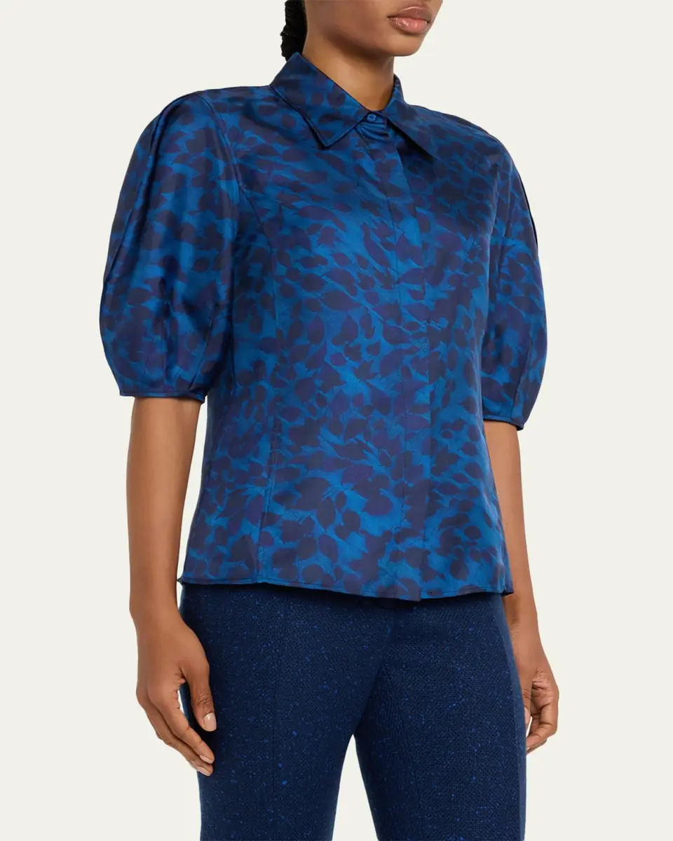 Gabriela Hearst Sansi Leaf-Print Silk Twill Top | Thumbnail 4