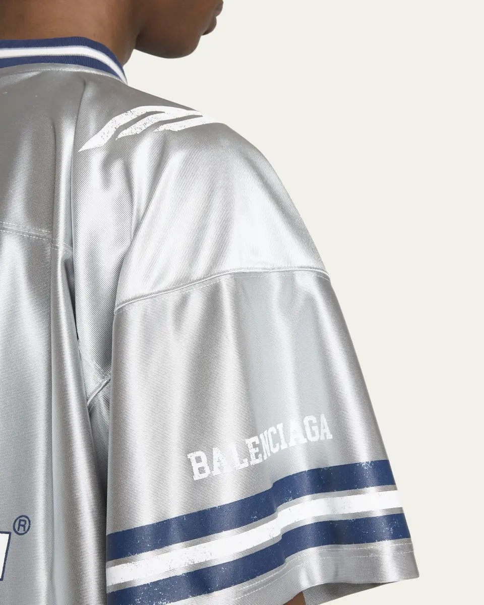 Balenciaga Men's Shiny 3B Football V-Neck T-Shirt | Thumbnail 5