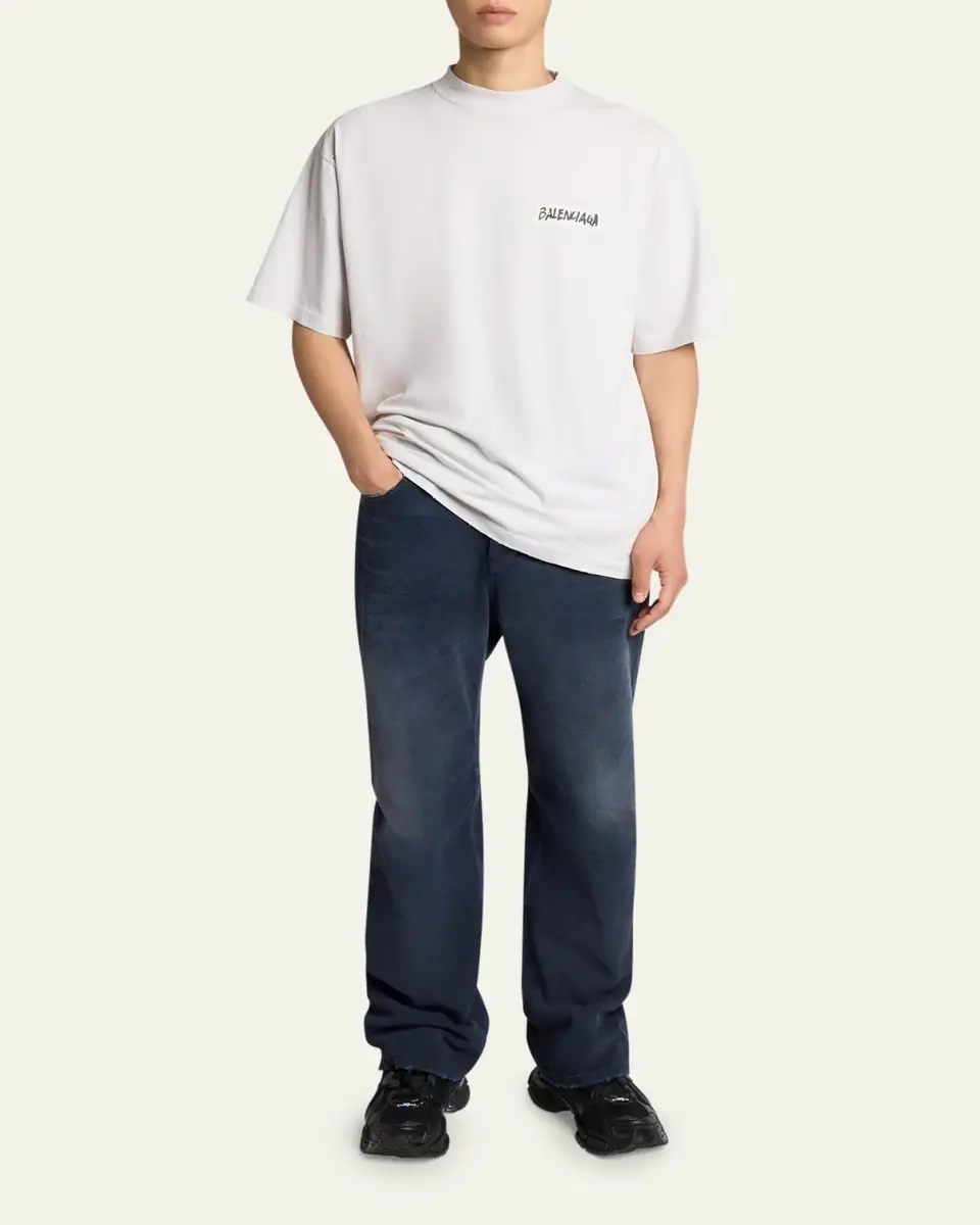 Balenciaga Men's Jersey Masking Tape Logo T-Shirt | Thumbnail 2 Balenciaga Men's Jersey Masking Tape Logo T-Shirt | Thumbnail 2