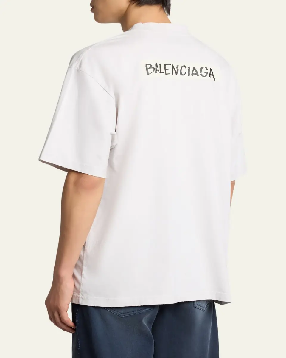Balenciaga Men's Jersey Masking Tape Logo T-Shirt | Thumbnail 3 Balenciaga Men's Jersey Masking Tape Logo T-Shirt | Thumbnail 3