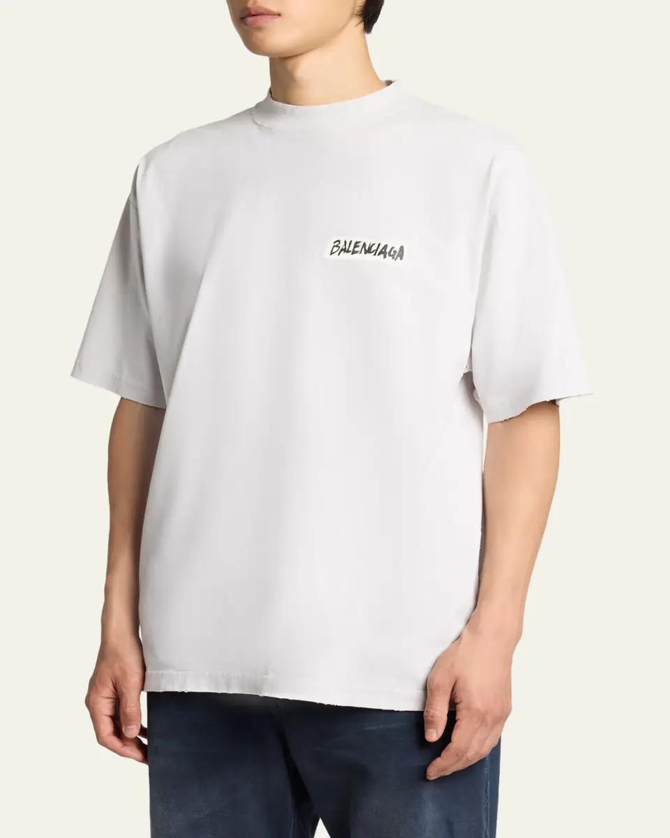 Balenciaga Men's Jersey Masking Tape Logo T-Shirt | Thumbnail 4 Balenciaga Men's Jersey Masking Tape Logo T-Shirt | Thumbnail 4