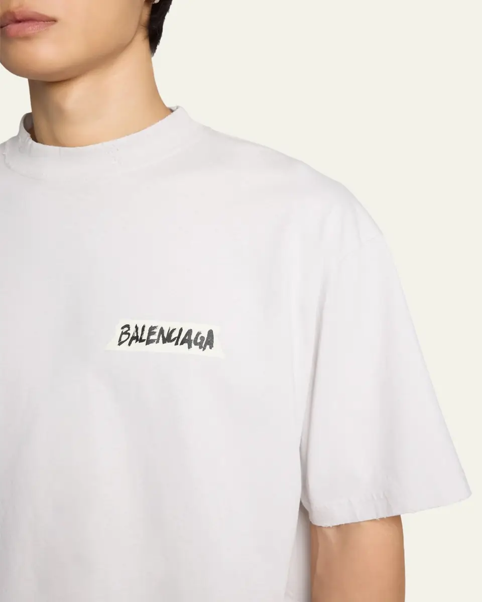 Balenciaga Men's Jersey Masking Tape Logo T-Shirt | Thumbnail 5 Balenciaga Men's Jersey Masking Tape Logo T-Shirt | Thumbnail 5