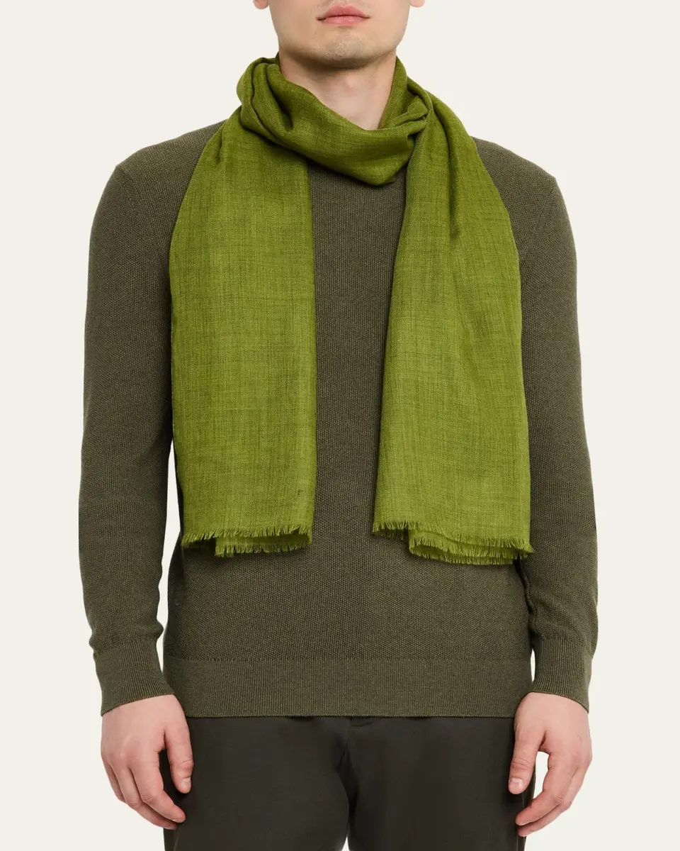 PIACENZA 1733 Men's Cashmere Eyelash Fringe Solid Scarf | Thumbnail 3 PIACENZA 1733 Men's Cashmere Eyelash Fringe Solid Scarf | Thumbnail 3
