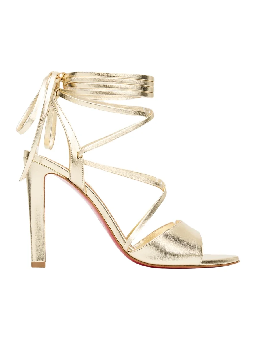 100mm Fanny Randa Metallic Leather Ankle-Tie Sandals