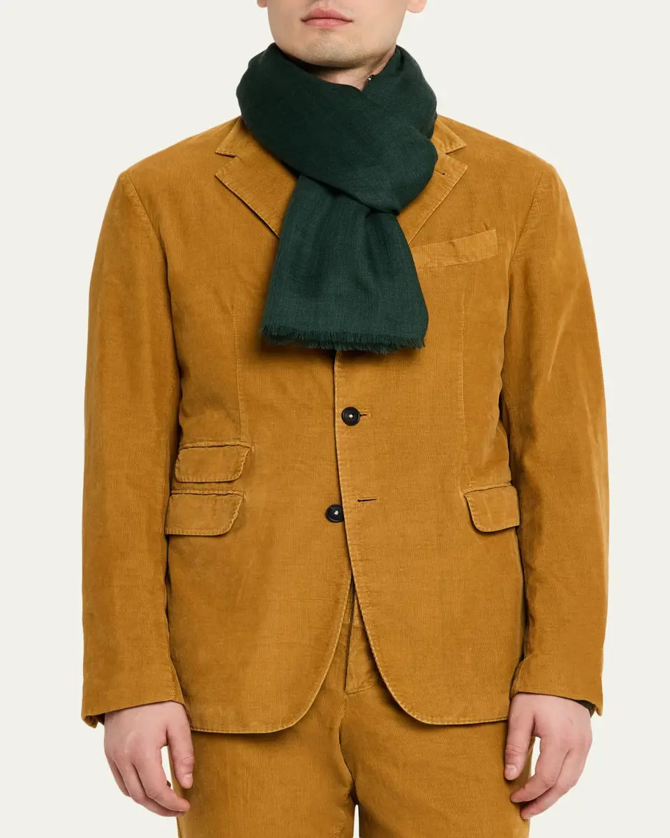 PIACENZA 1733 Men's Cashmere Eyelash Fringe Solid Scarf | Thumbnail 3 PIACENZA 1733 Men's Cashmere Eyelash Fringe Solid Scarf | Thumbnail 3