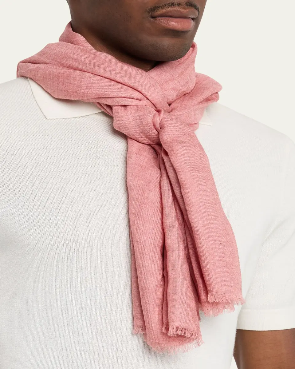 PIACENZA 1733 Men's Modal and Cashmere Melange Fringe Scarf | Thumbnail 3 PIACENZA 1733 Men's Modal and Cashmere Melange Fringe Scarf | Thumbnail 3